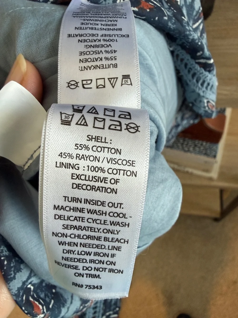 NWT Lucky Brand Cotton Blend Knee Length Woven Button Front Printed Dress, L - Picture 6 of 6